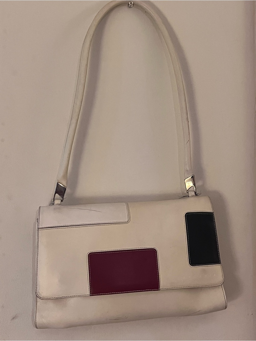 Arcadia Cream Shoulder Bag with Burgundy and Black Accents
